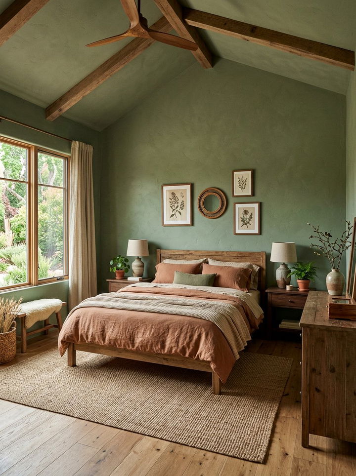 Moss Green Earthy Bedroom - 30 green bedroom ideas