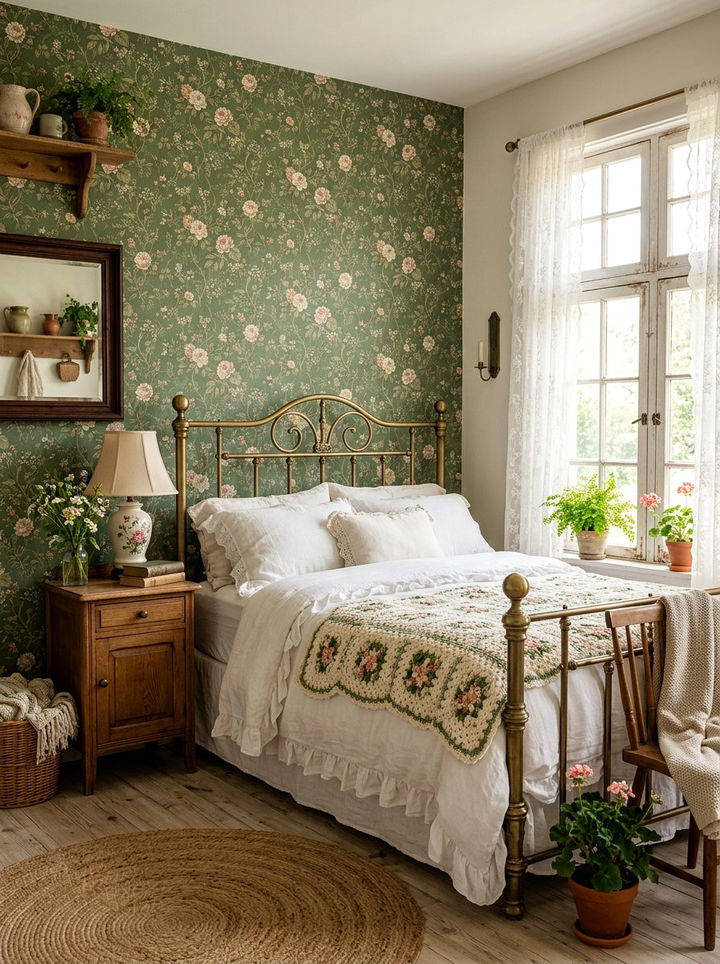 Moss Green Floral Wallpaper - 30 moss green bedroom ideas