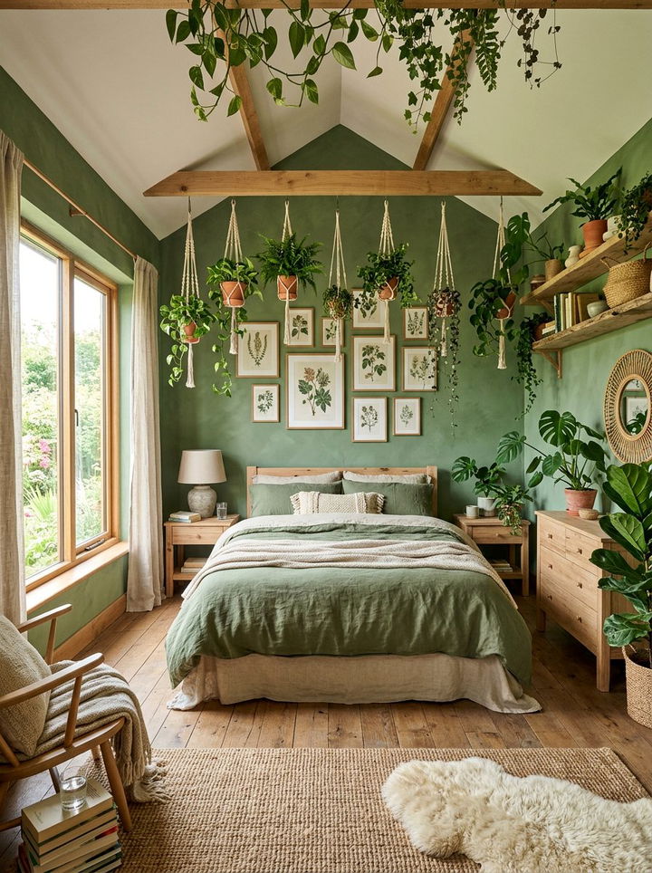 Moss Green Organic Bedroom - 30 cool green bedroom ideas