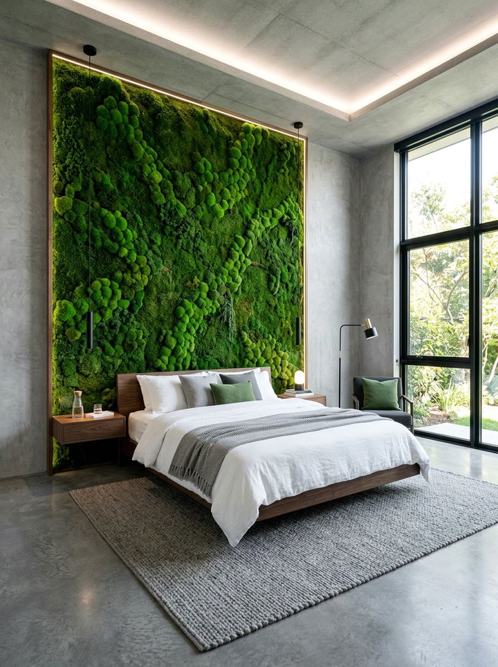Moss Wall Bedroom - 30 garden themed bedroom ideas