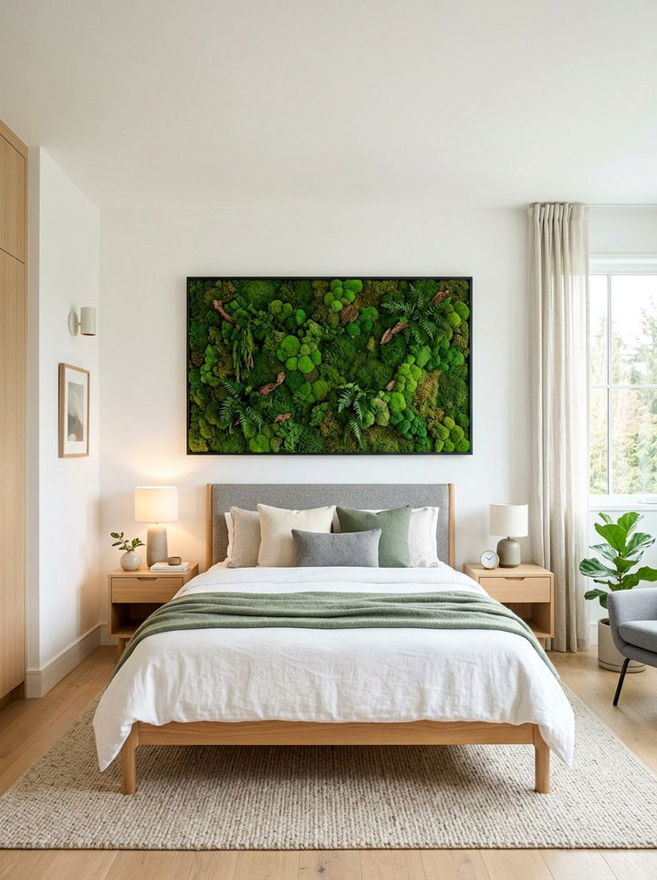 Moss Wall Decor - 30 nature themed bedroom ideas