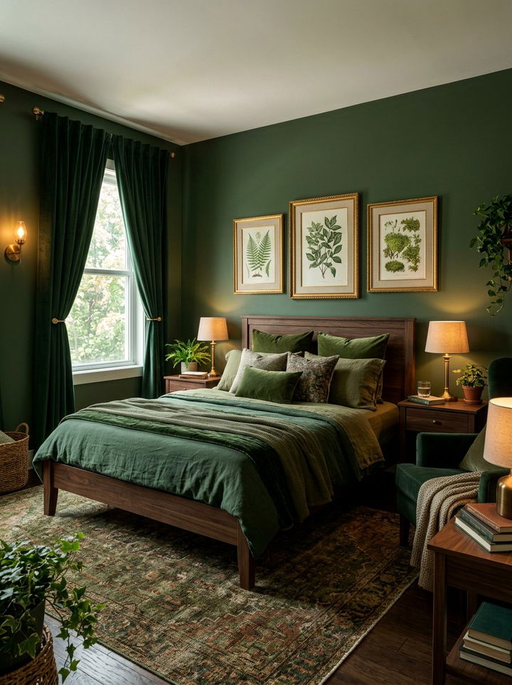 Moss green bedroom - 30 cottagecore bedroom color ideas
