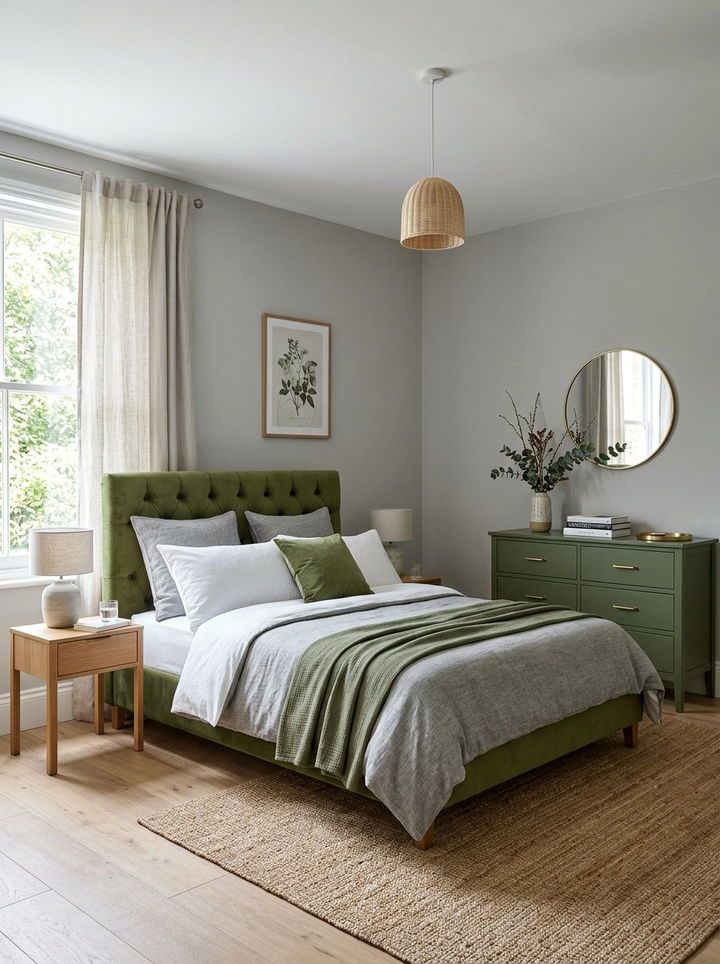Moss green bedroom furniture - 30 minimalist green bedroom ideas