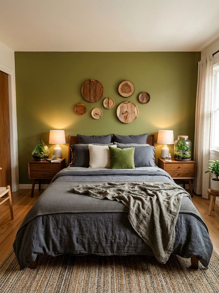 Moss green bedroom wall - 30 botanical green bedroom ideas