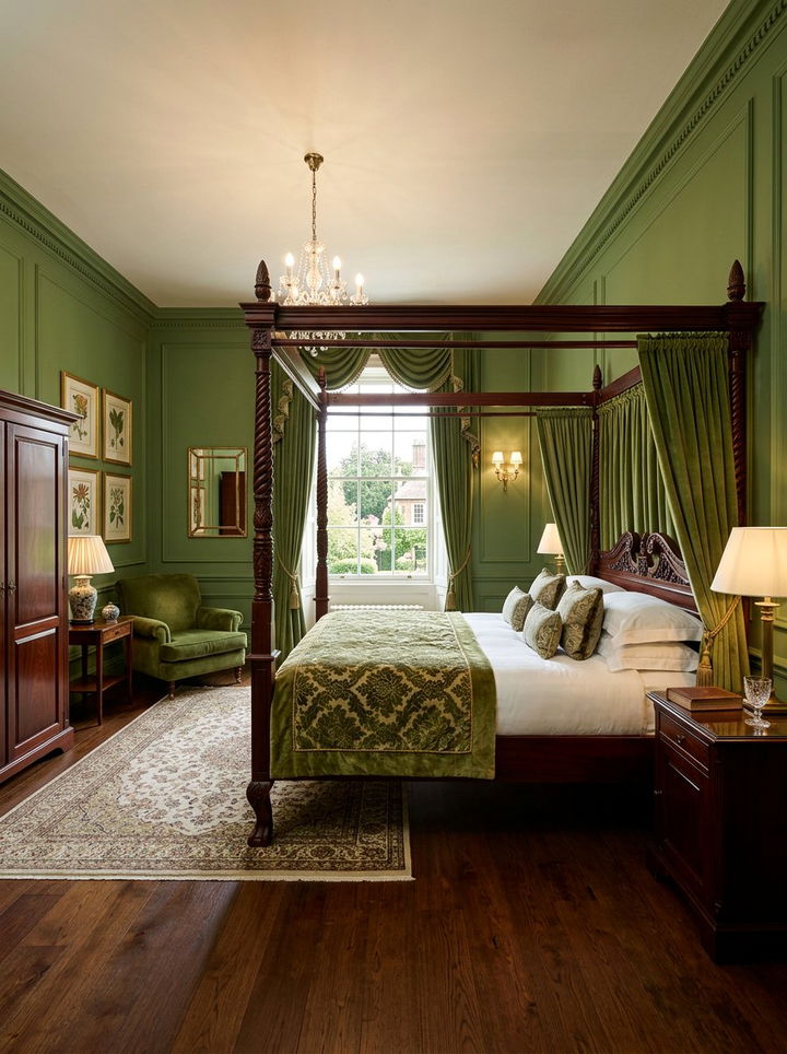 Moss green traditional suite - 30 traditional green bedroom ideas