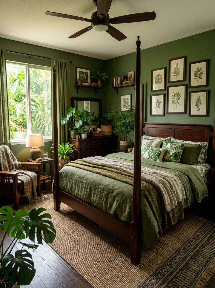 Moss green tropical bedroom - 30 tropical bedroom color ideas