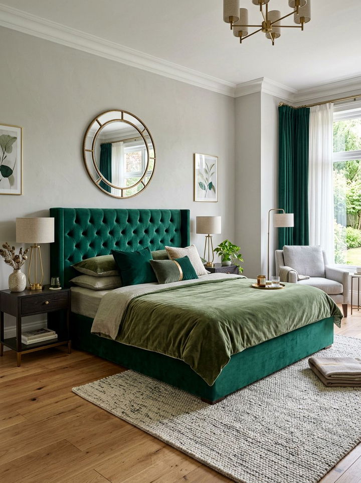 Mossy velvet furniture - 30 forest inspired bedroom color ideas