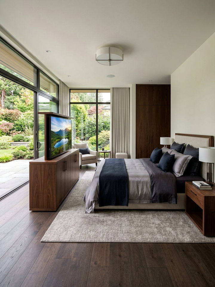 Motorized pop up tv cabinet - 30 bedroom tv ideas