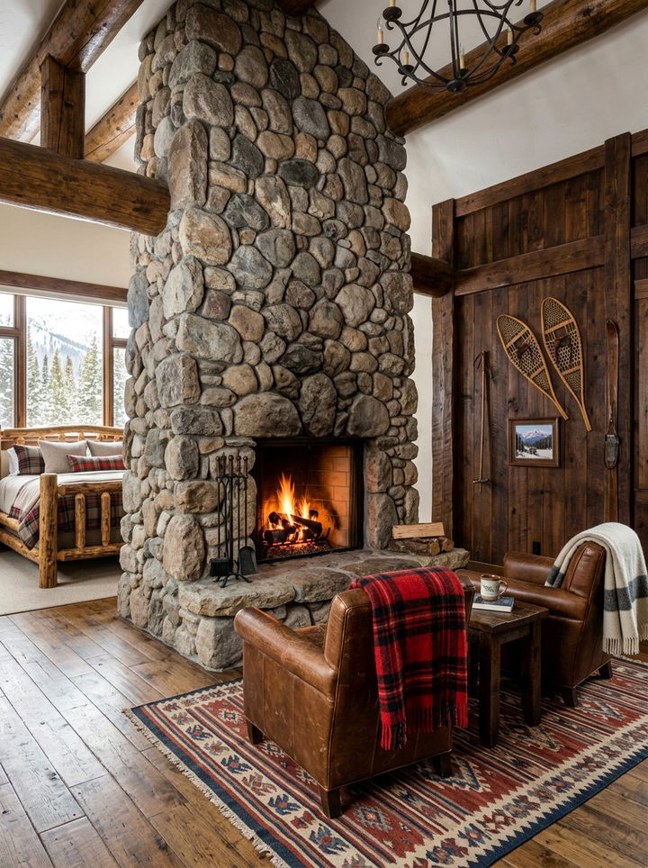 Mountain Lodge Bedroom Fireplace - 30 bedroom wood burning fireplace ideas