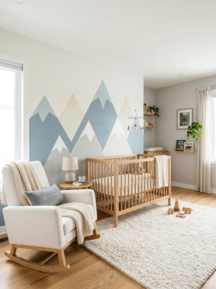 Mountain Wall Mural - 30 bedroom geometric wall designs