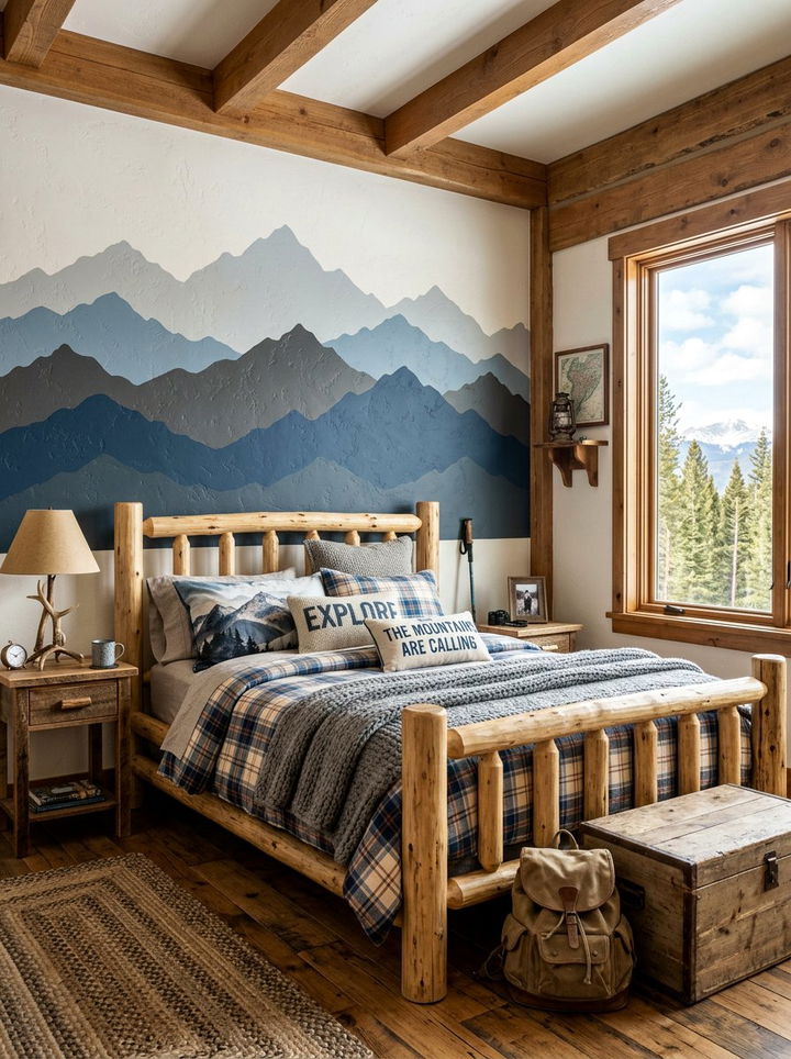 Mountain Wall Stencil - 30 bedroom wall stencils