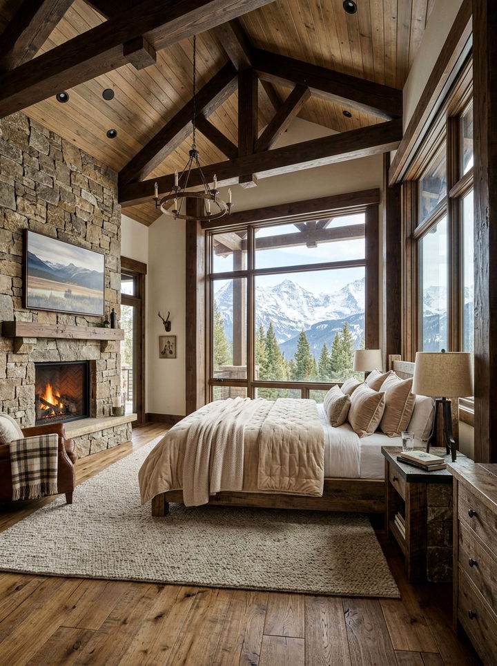 Mountain retreat bedroom - 30 rustic beige bedroom ideas