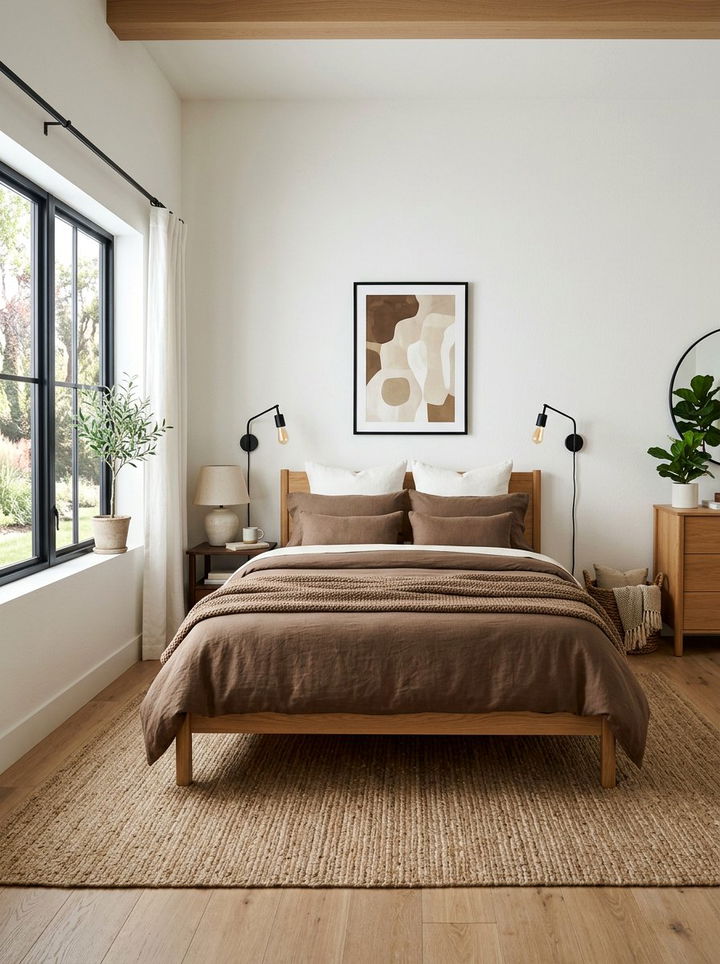 Mud Brown and Paper White - 30 brown and white bedroom color combo