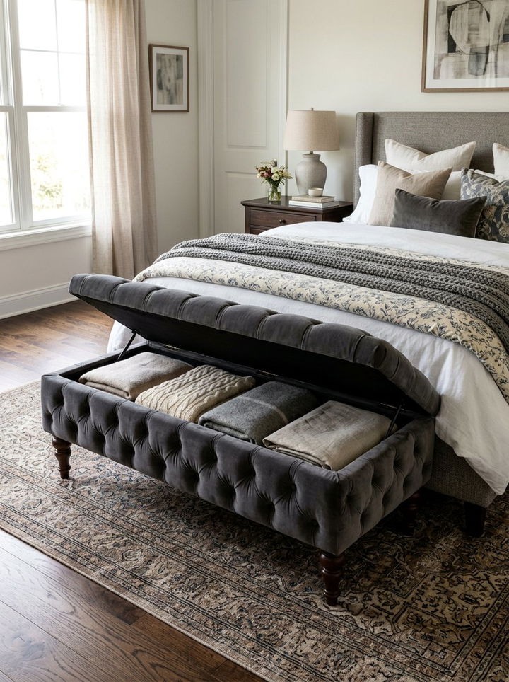 Multi Functional Ottoman - 30 bedroom small space solutions