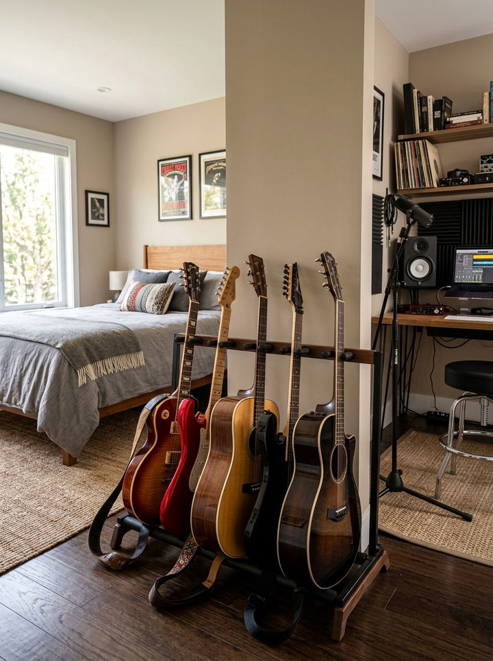Multi Guitar Floor Stand - 30 guitar bedroom ideas