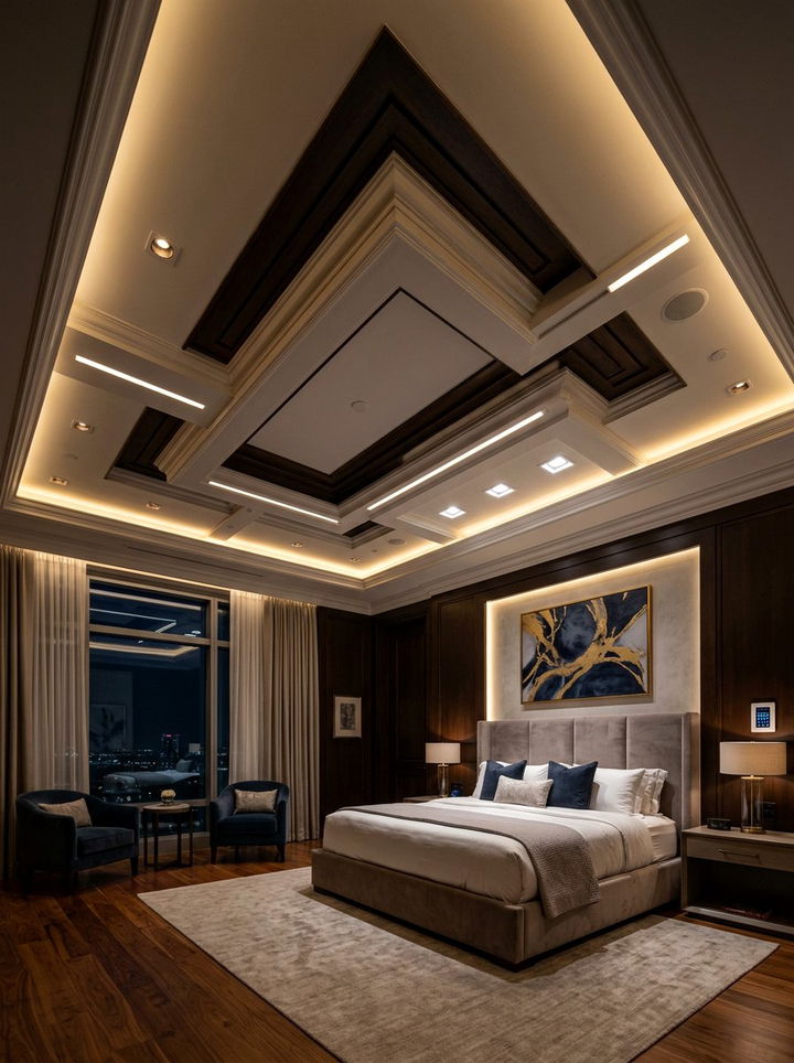 Multi Layered Recessed Lighting - 30 bedroom recessed lighting ideas
