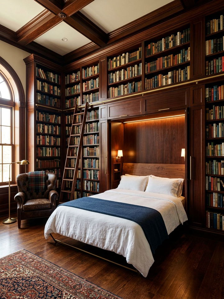 Murphy Bed Library Wall - 30 bedroom murphy bed ideas