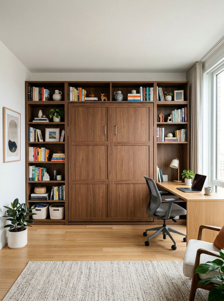 Murphy Bed With Shelving - 30 bedroom storage ideas
