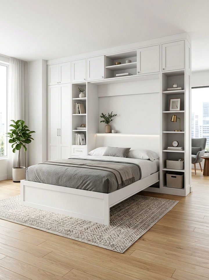 Murphy bed with cabinets - 30 bedroom bed frames