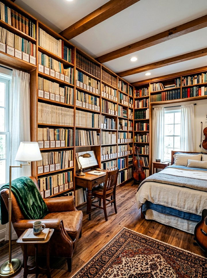 Music Library Bedroom - 30 music themed bedroom ideas