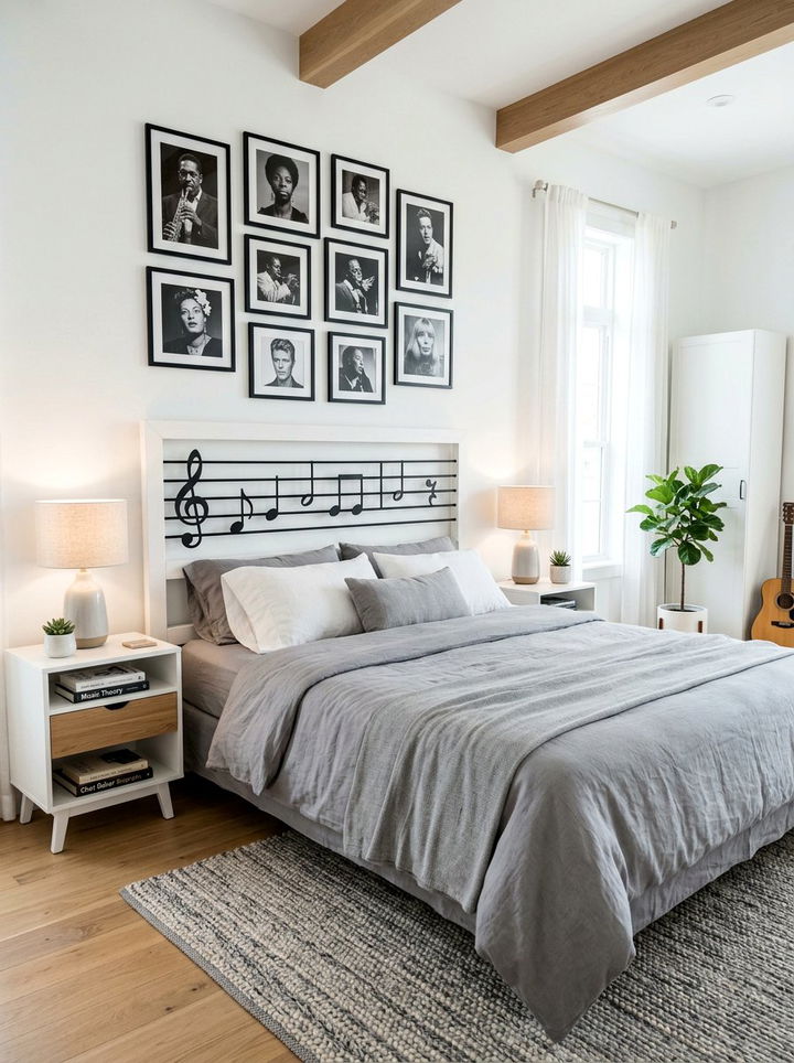 Music Staff Headboard Bedroom - 30 music themed bedroom ideas