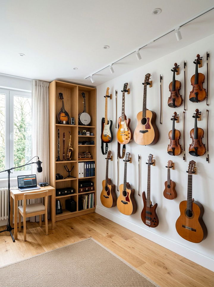 Musical Instrument Storage Bedroom - 30 music themed bedroom ideas