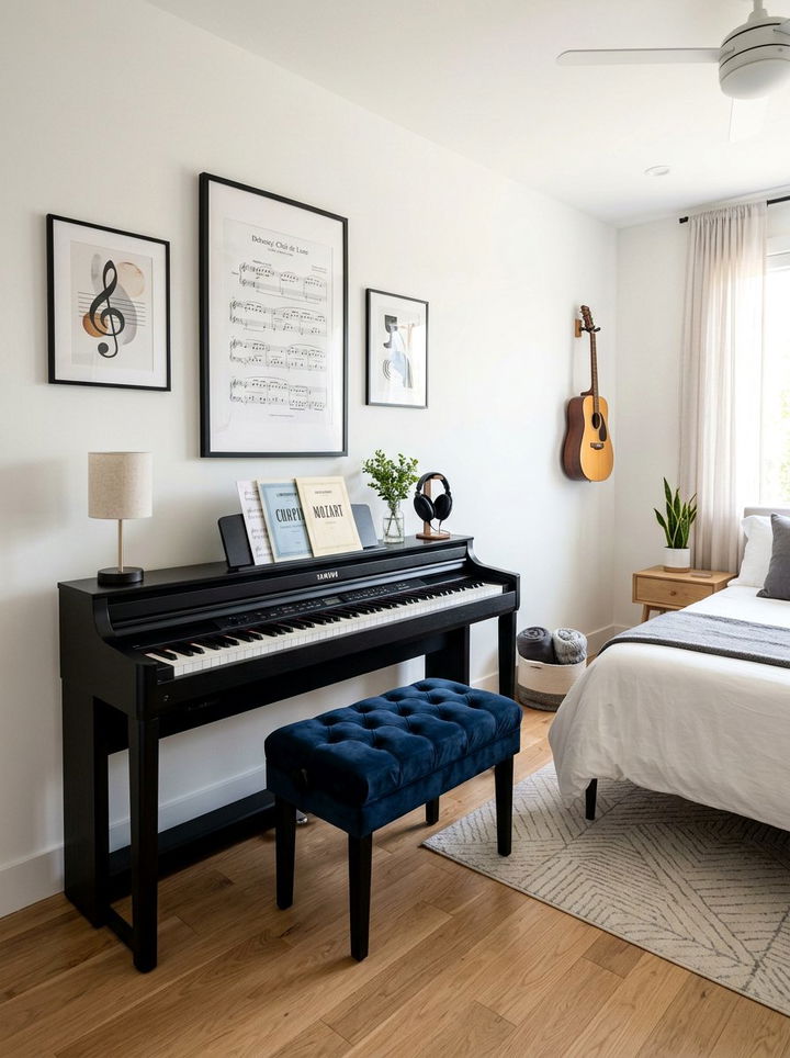 Musical Keyboard Setup - 30 bedroom hobby display ideas