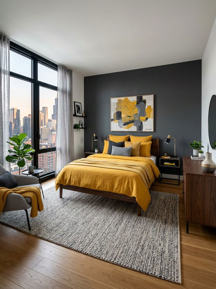 Mustard And Gray Bedroom - 30 autumn inspired bedroom color ideas