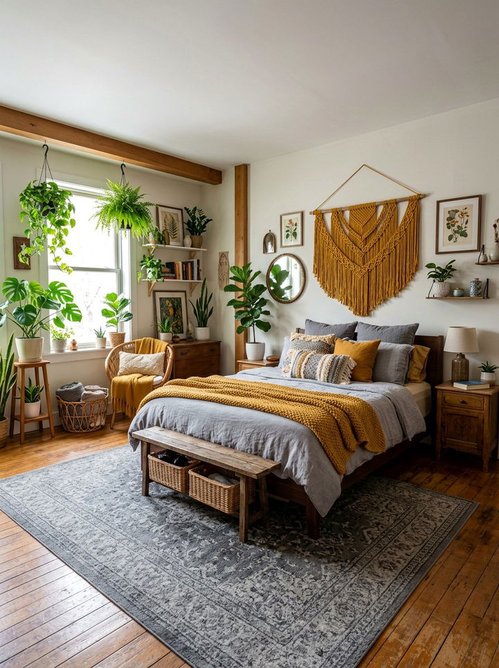 Mustard Gray Boho Bedroom Decor - 30 mustard and gray bedroom ideas