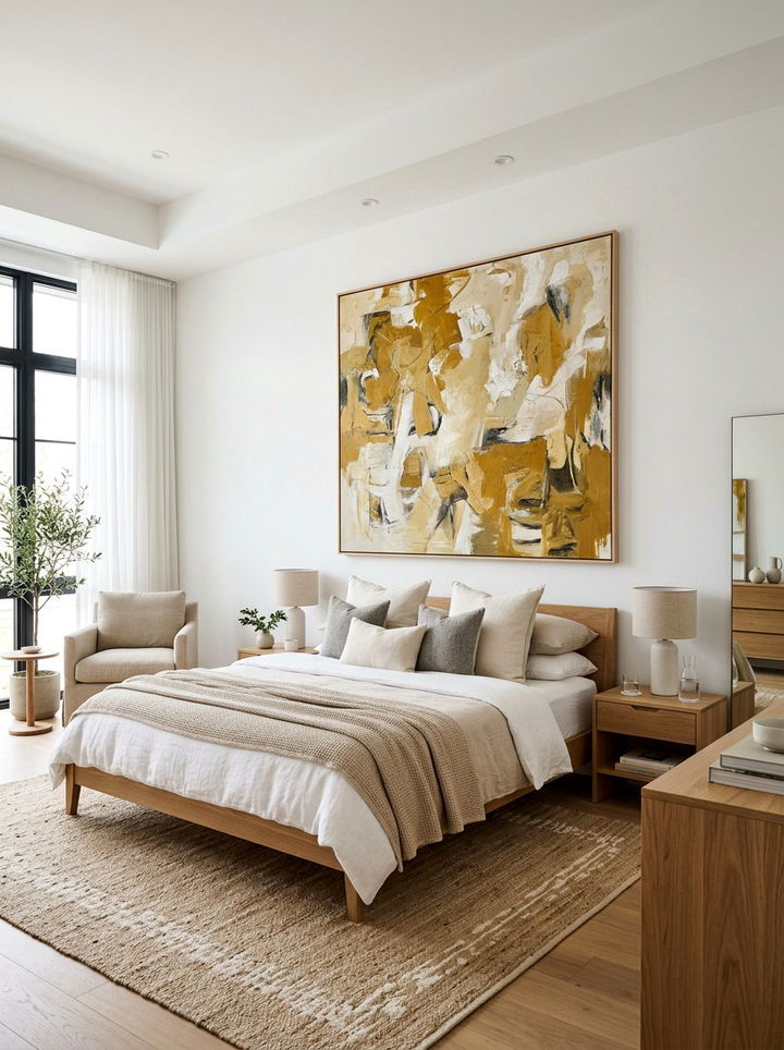 Mustard Yellow Abstract Art - 30 mustard yellow bedroom ideas