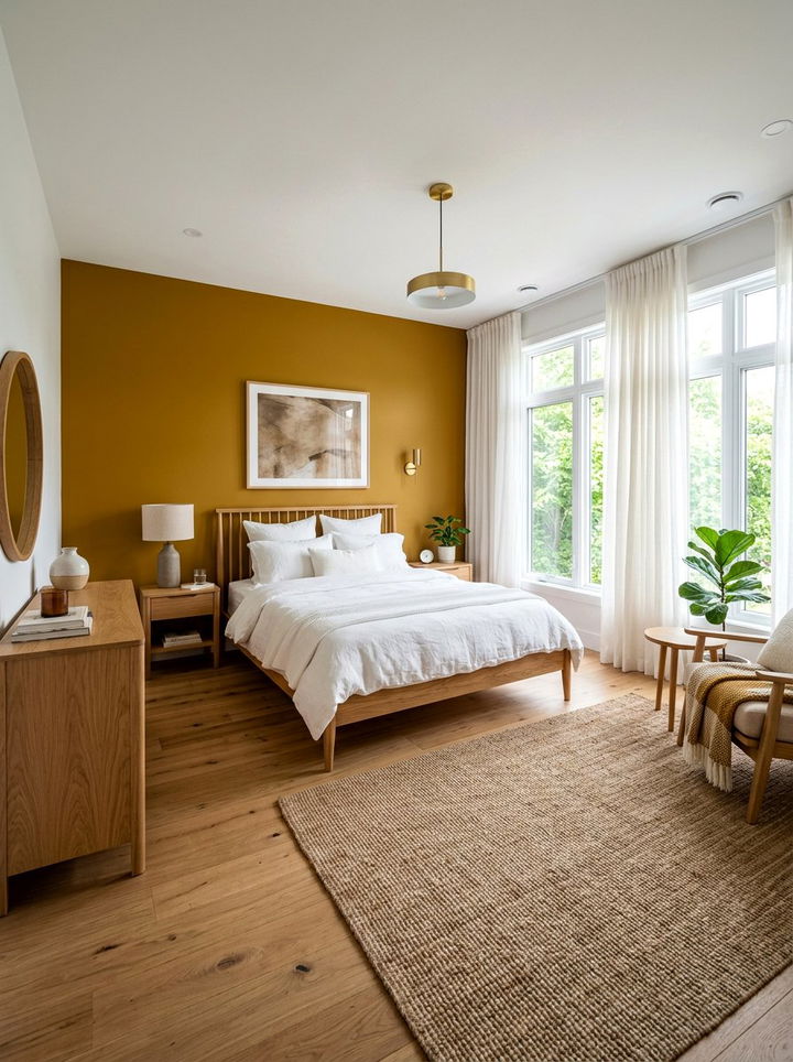 Mustard Yellow Accent Wall - 30 mustard yellow bedroom ideas