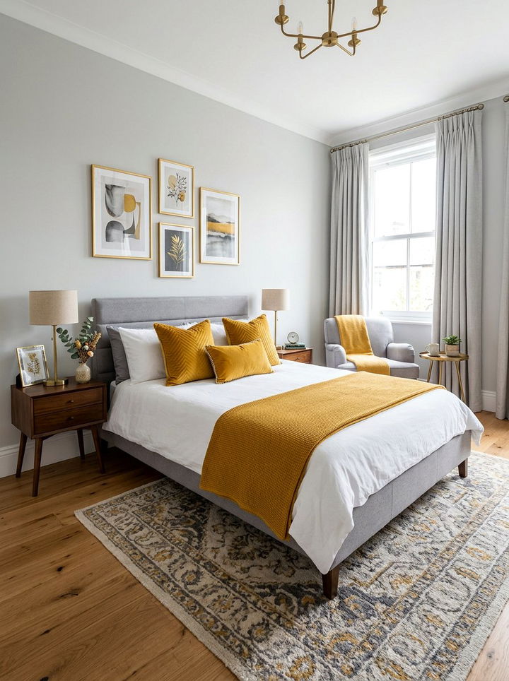 Mustard Yellow Accents - 30 warm toned bedroom ideas