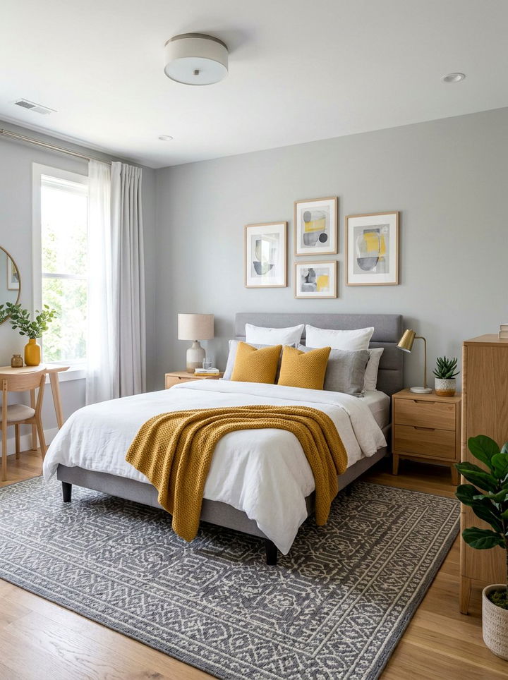 Mustard Yellow And Grey Bedroom - 30 unisex bedroom ideas