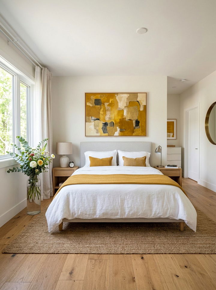 Mustard Yellow Art - 30 mustard bedroom ideas