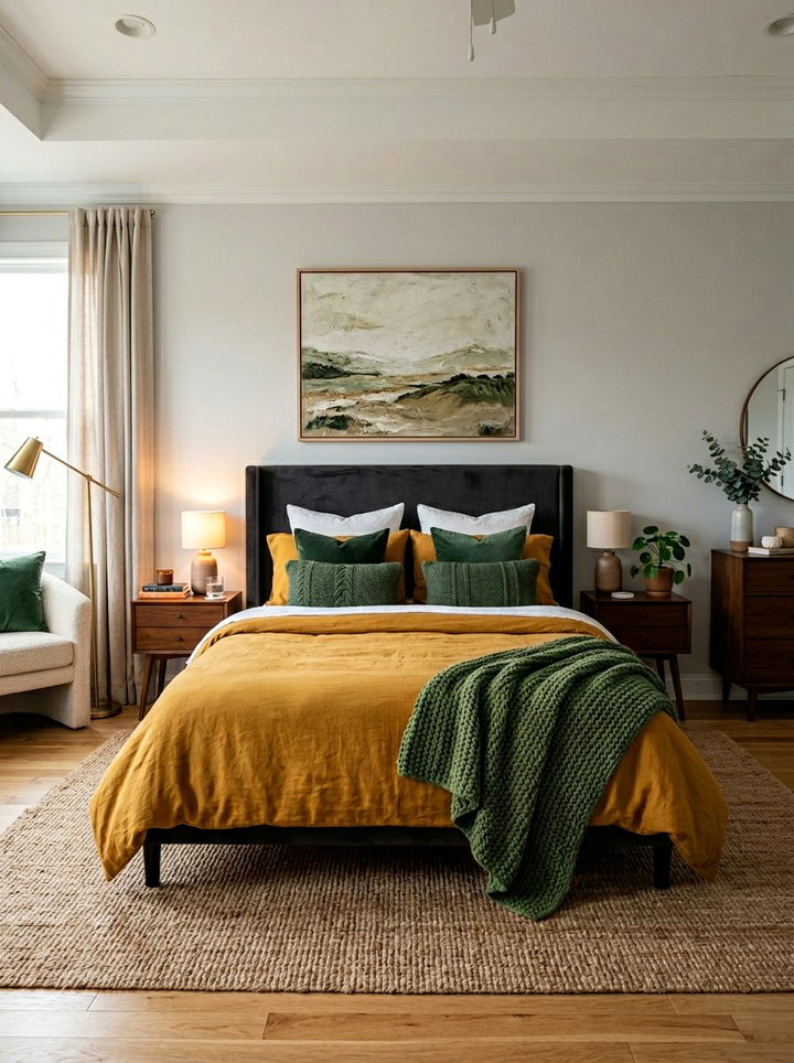 Mustard Yellow Bedding - 30 yellow bedroom decor ideas