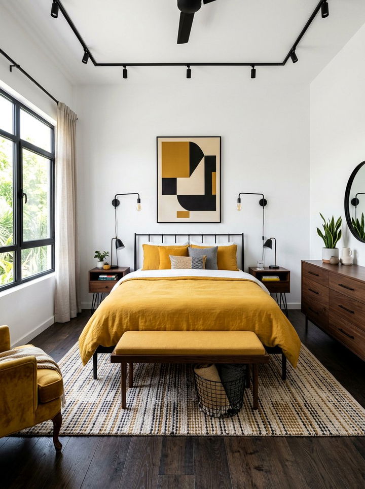 Mustard Yellow Bedroom - 30 warm tone bedroom ideas