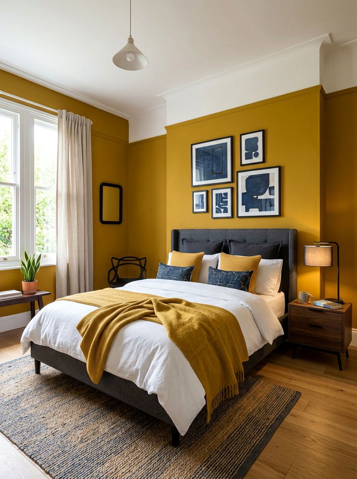 Mustard Yellow Bedroom - 30 winter inspired bedroom color ideas