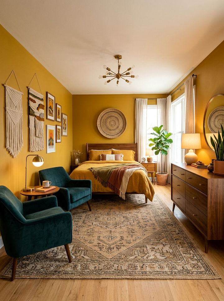 Mustard Yellow Bedroom - 30 energizing bedroom color ideas