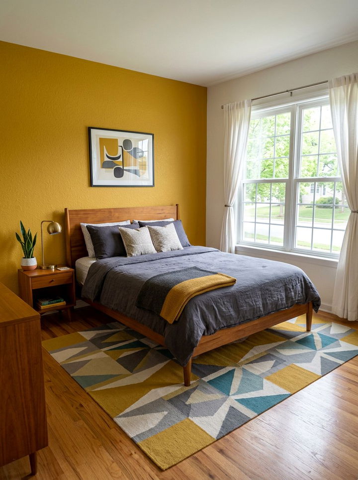 Mustard Yellow Bedroom Wall - 30 colorful bedroom accent wall ideas