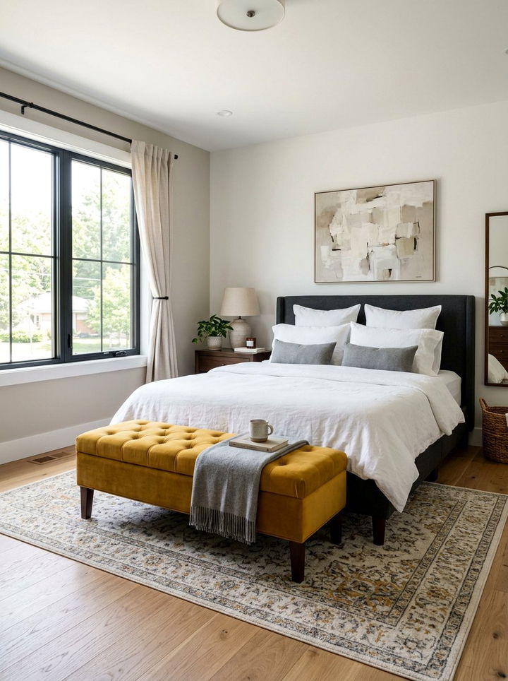 Mustard Yellow Bench For Foot Of Bed - 30 mustard yellow bedroom ideas