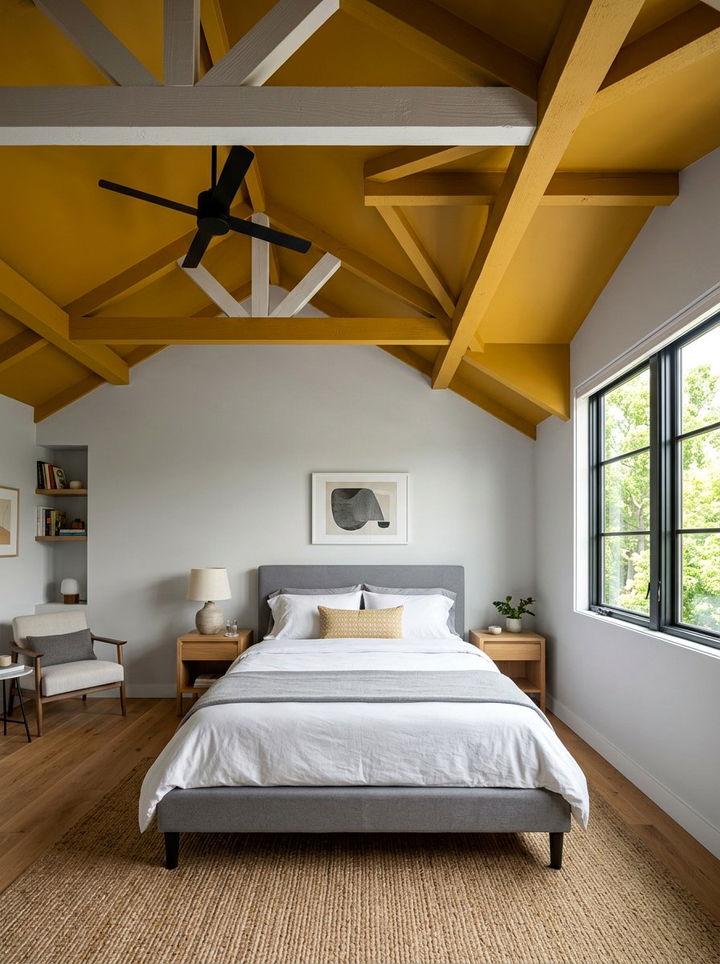 Mustard Yellow Ceiling Gray Bedroom - 30 mustard and gray bedroom ideas