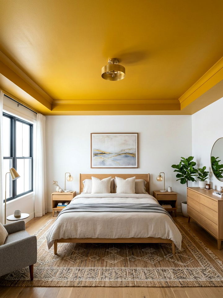 Mustard Yellow Ceiling - 30 mustard yellow bedroom ideas