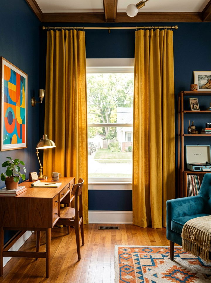 Mustard Yellow Cotton Curtains - 30 bedroom curtain ideas