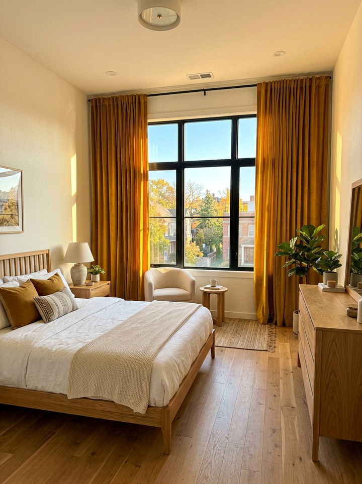 Mustard Yellow Curtains - 30 mustard yellow bedroom ideas