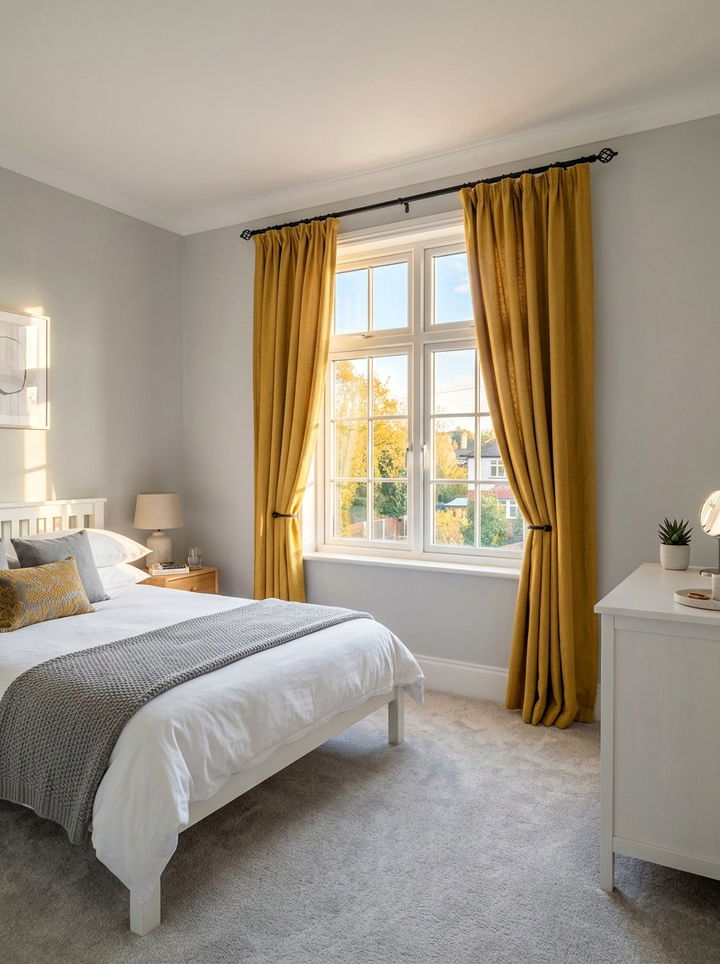 Mustard Yellow Curtains Gray Room - 30 mustard and gray bedroom ideas