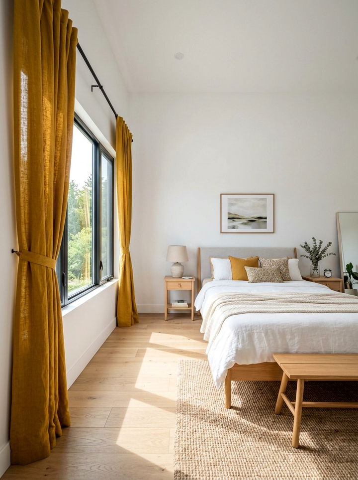 Mustard Yellow Curtains - 30 mustard bedroom ideas