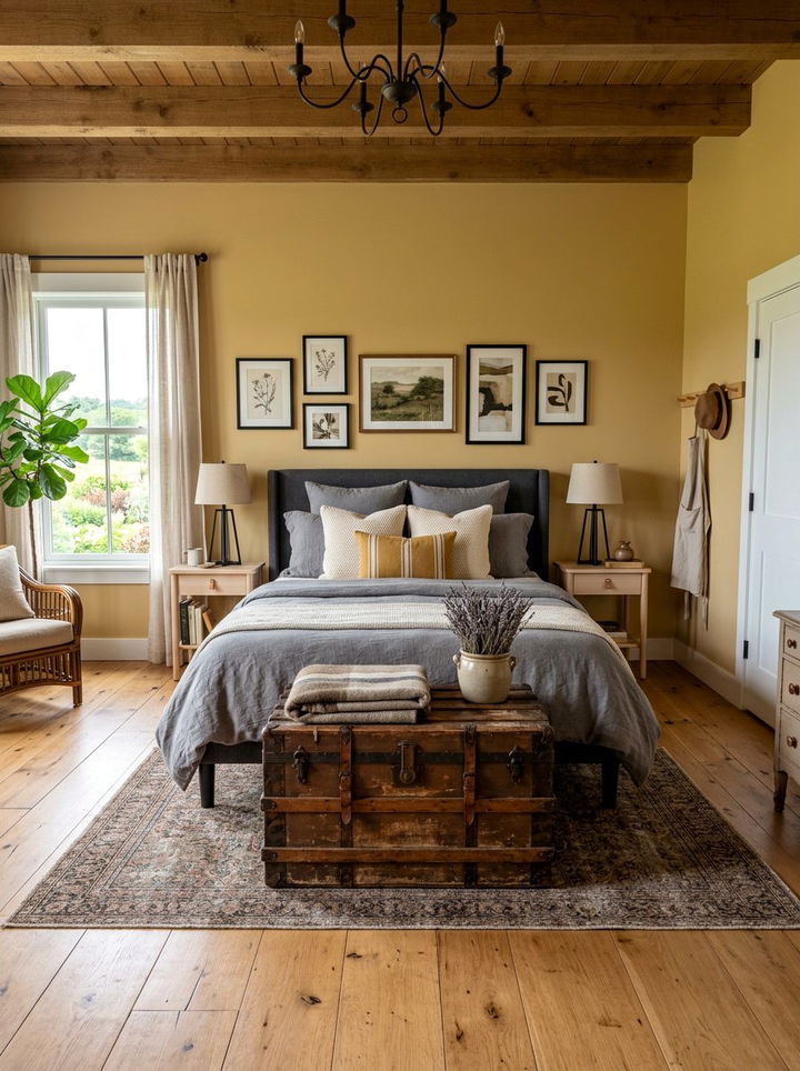 Mustard Yellow Farmhouse Bedroom - 30 farmhouse bedroom color ideas