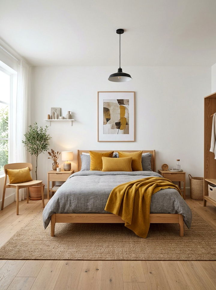 Mustard Yellow Japandi Bedroom - 30 japandi bedroom color ideas