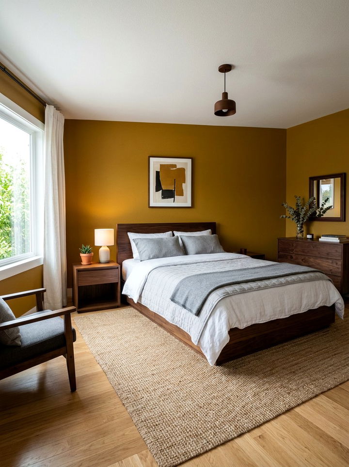 Mustard Yellow Minimalist Bedroom - 30 minimalist bedroom color ideas