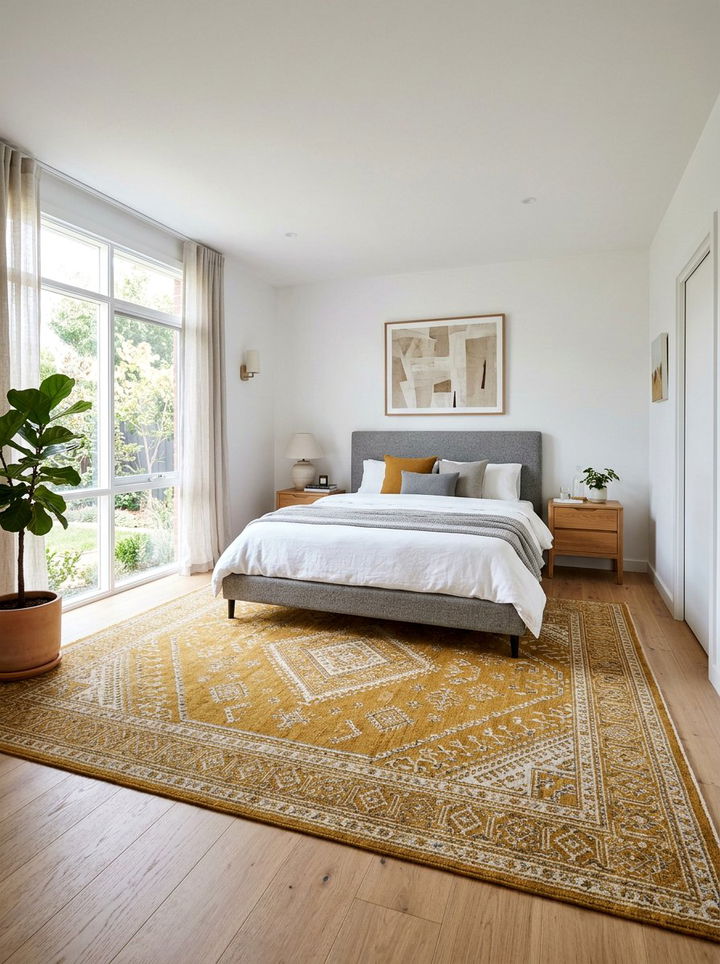 Mustard Yellow Rug - 30 mustard bedroom ideas